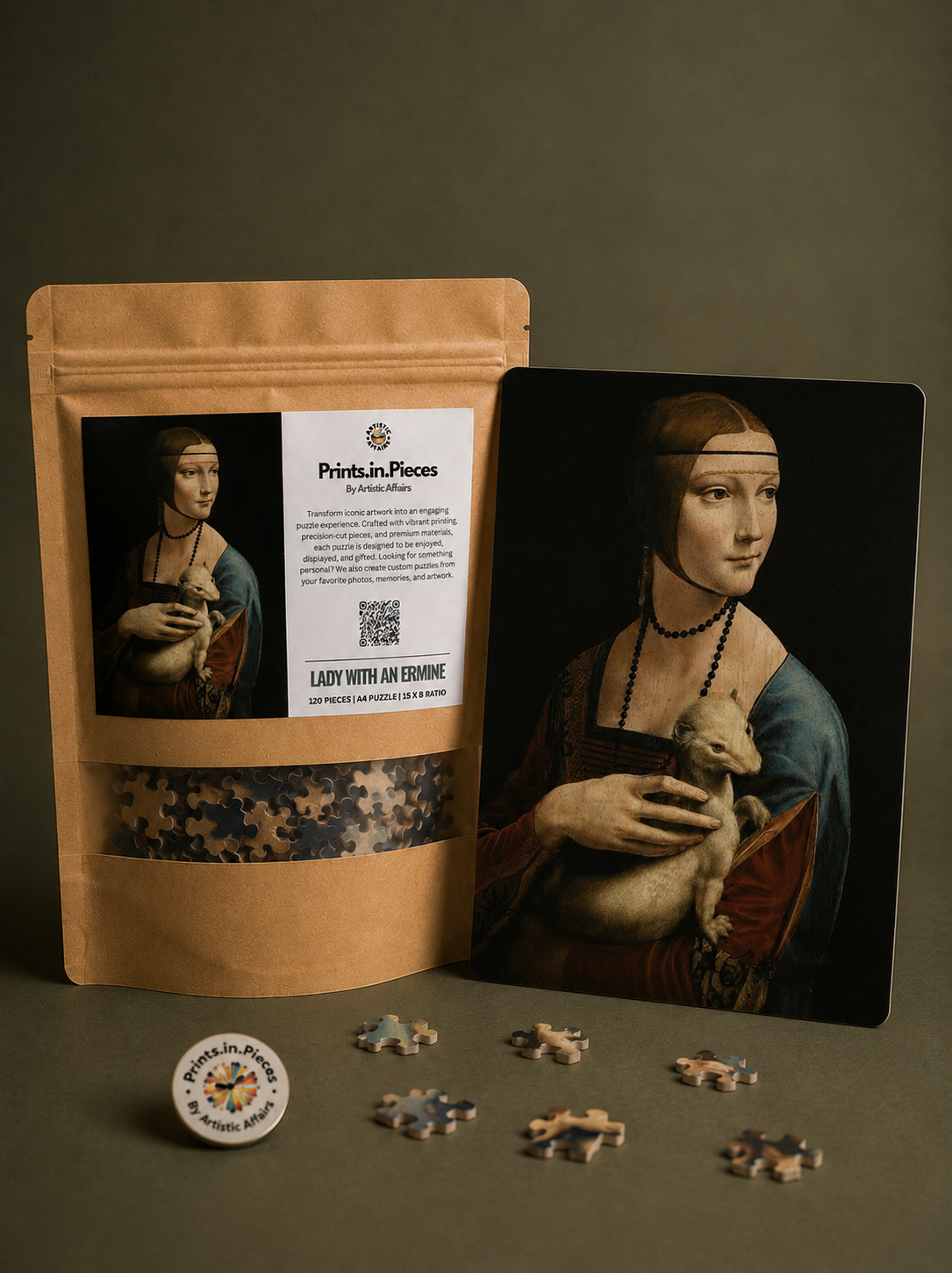 Lady with an Ermine Puzzle – 120 Piece Classic Portrait Puzzle