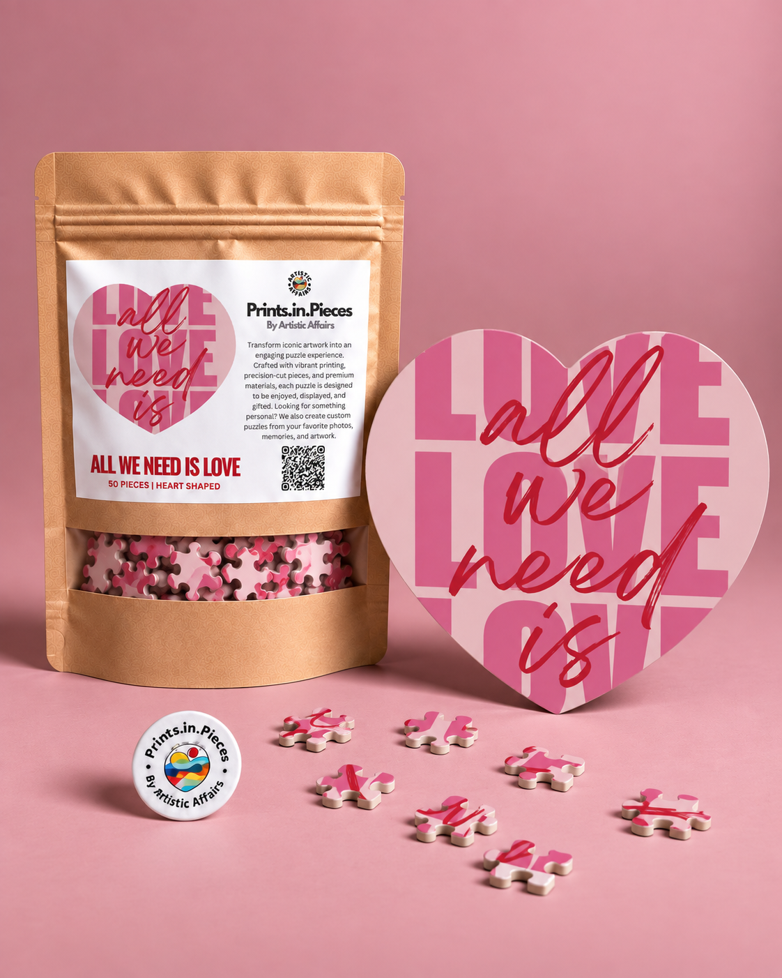 All We Need Is Love Heart-Shaped Puzzle