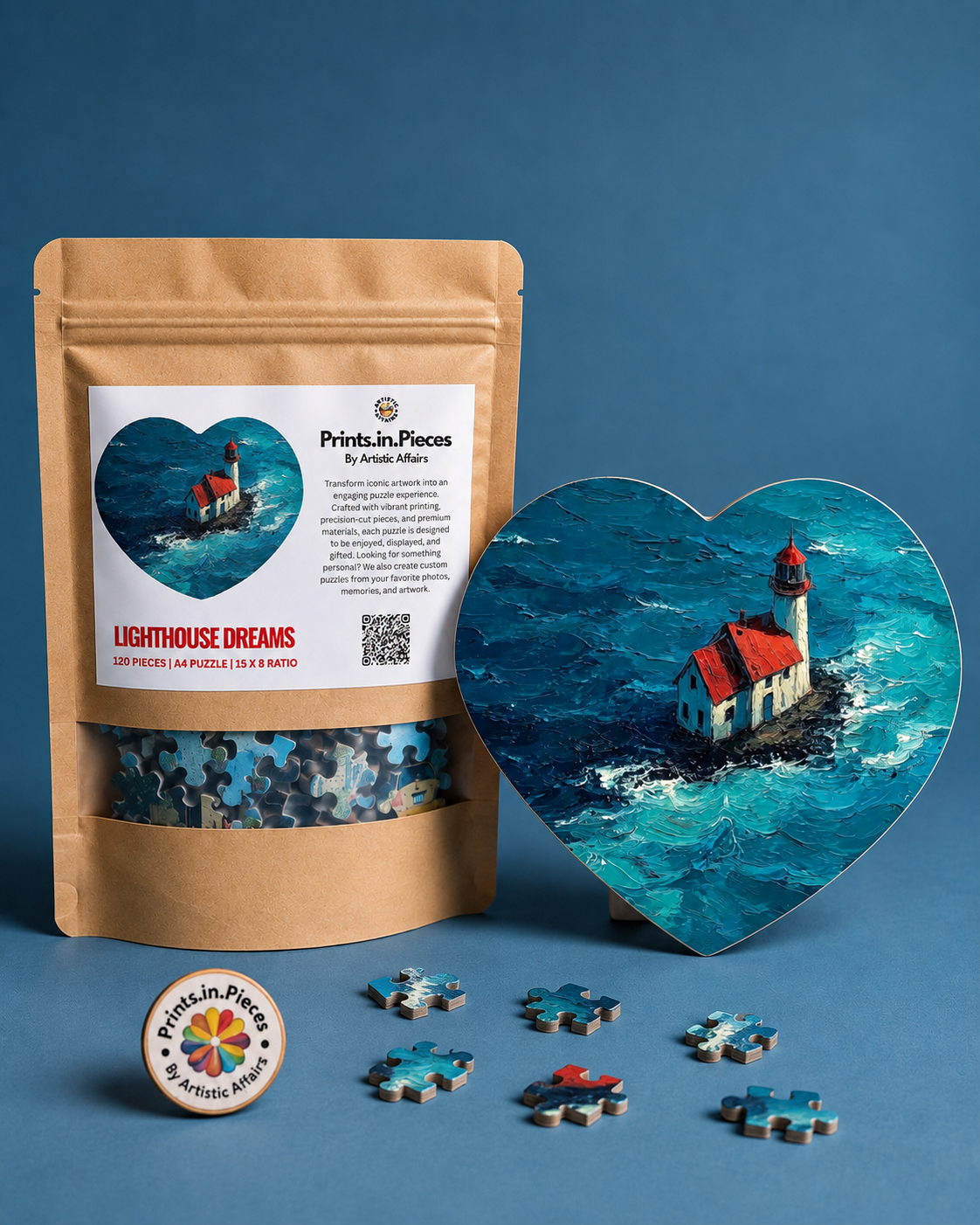 Lighthouse Dreams Ocean Heart Shaped Puzzle