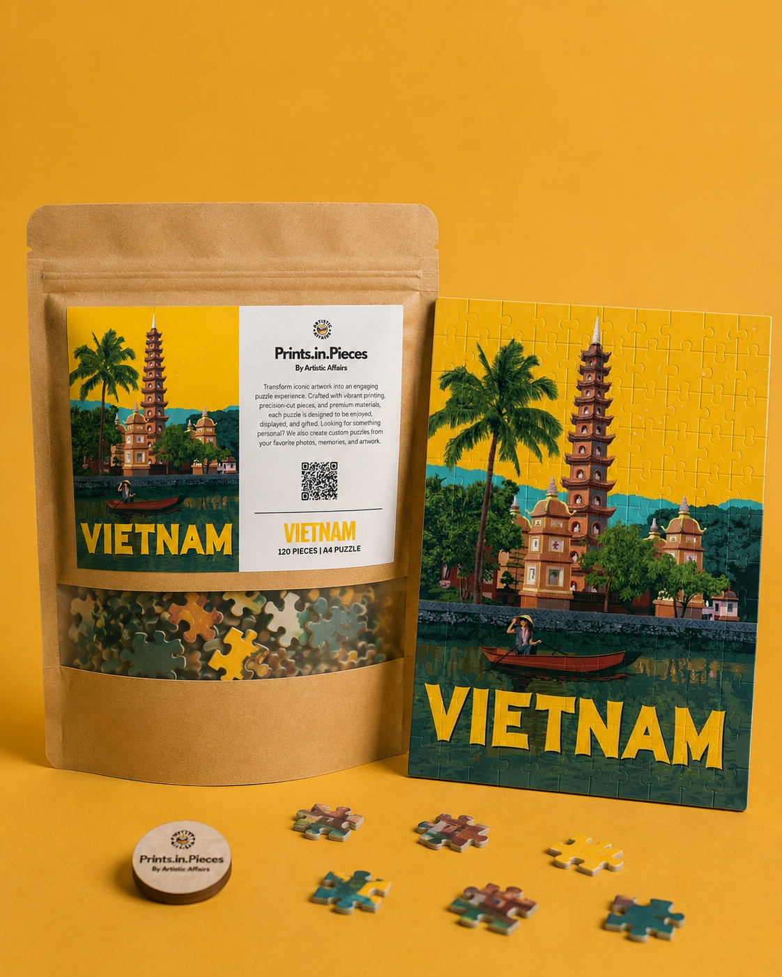 Vietnam Puzzle | 120 Piece A4 Lakeside Pagoda Travel Jigsaw