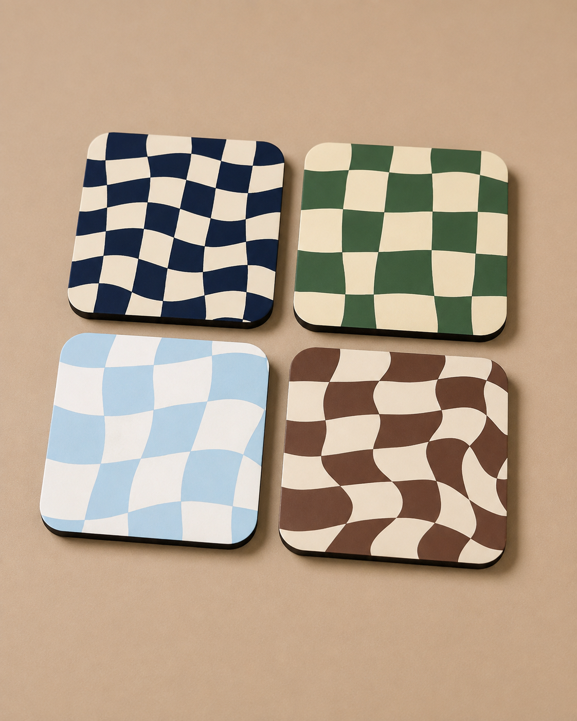 Retro Checkerboard Coaster Set