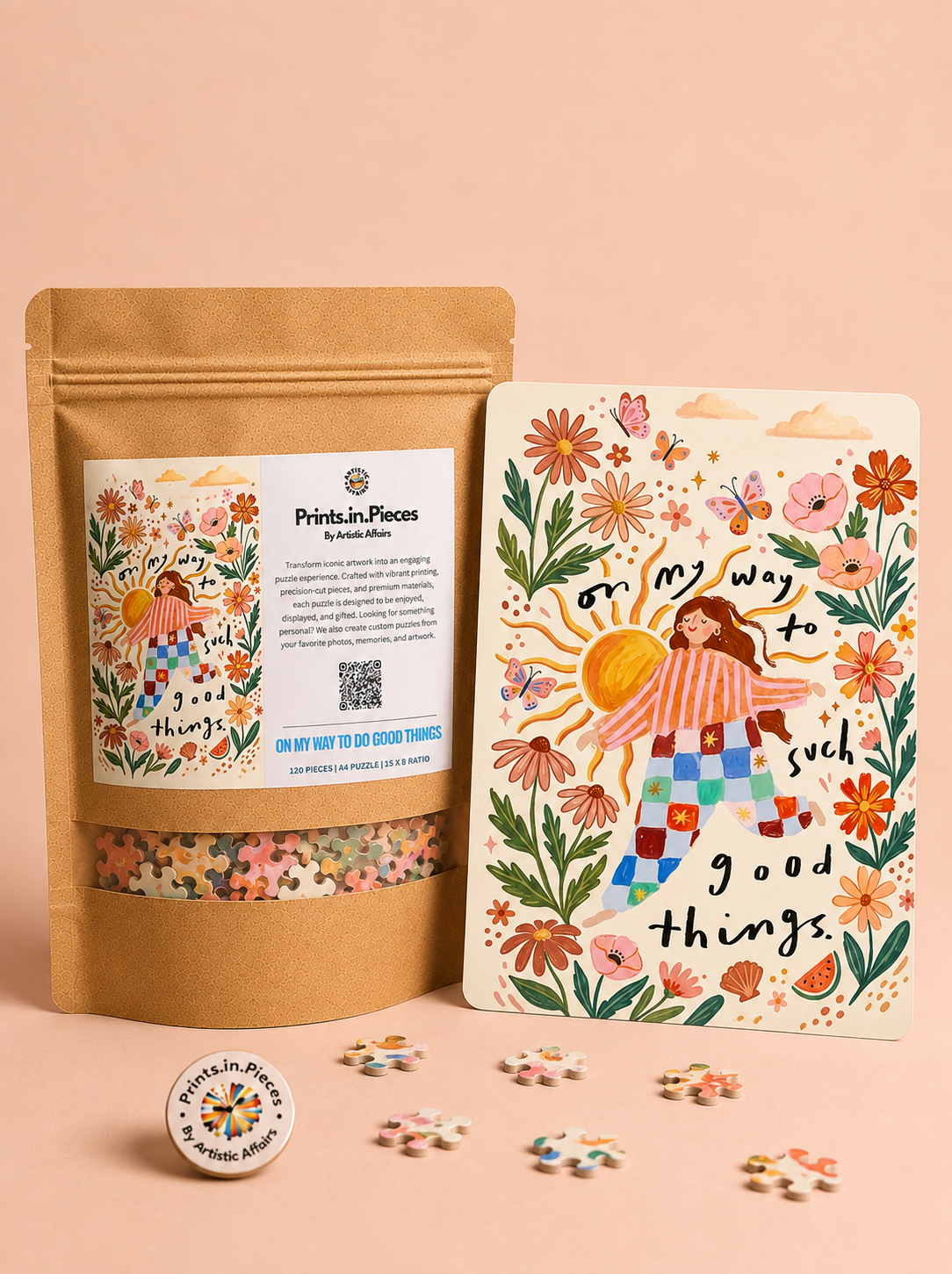 On My Way to Do Good Things Floral Quote Puzzle