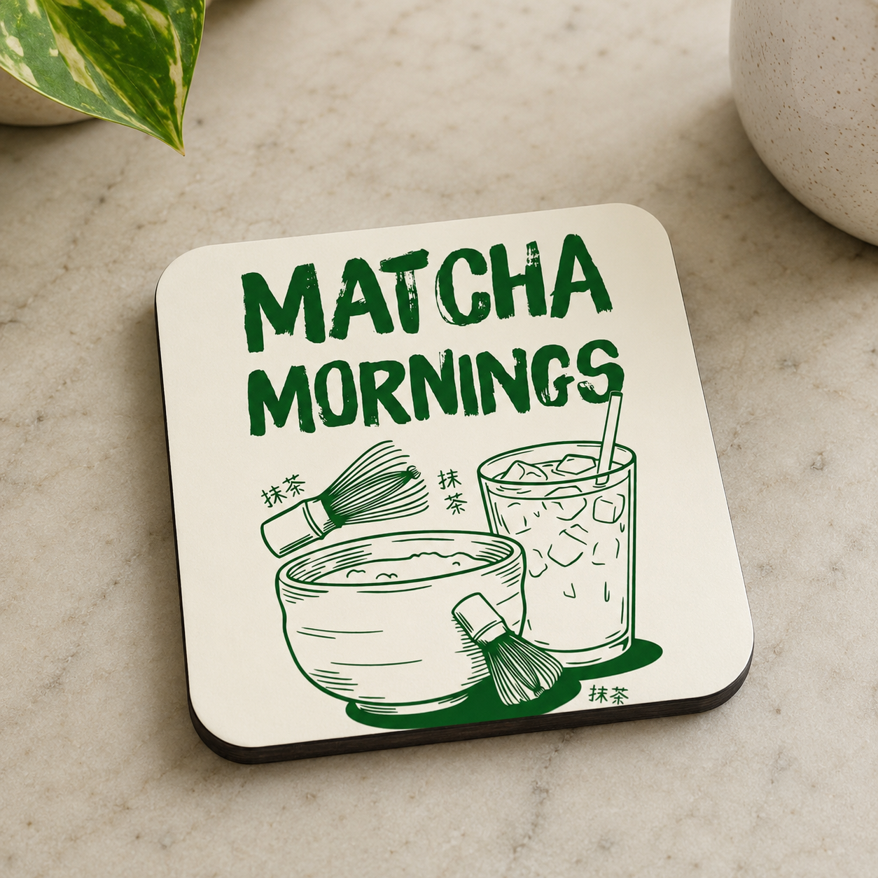 “Matcha Mornings” Coasters