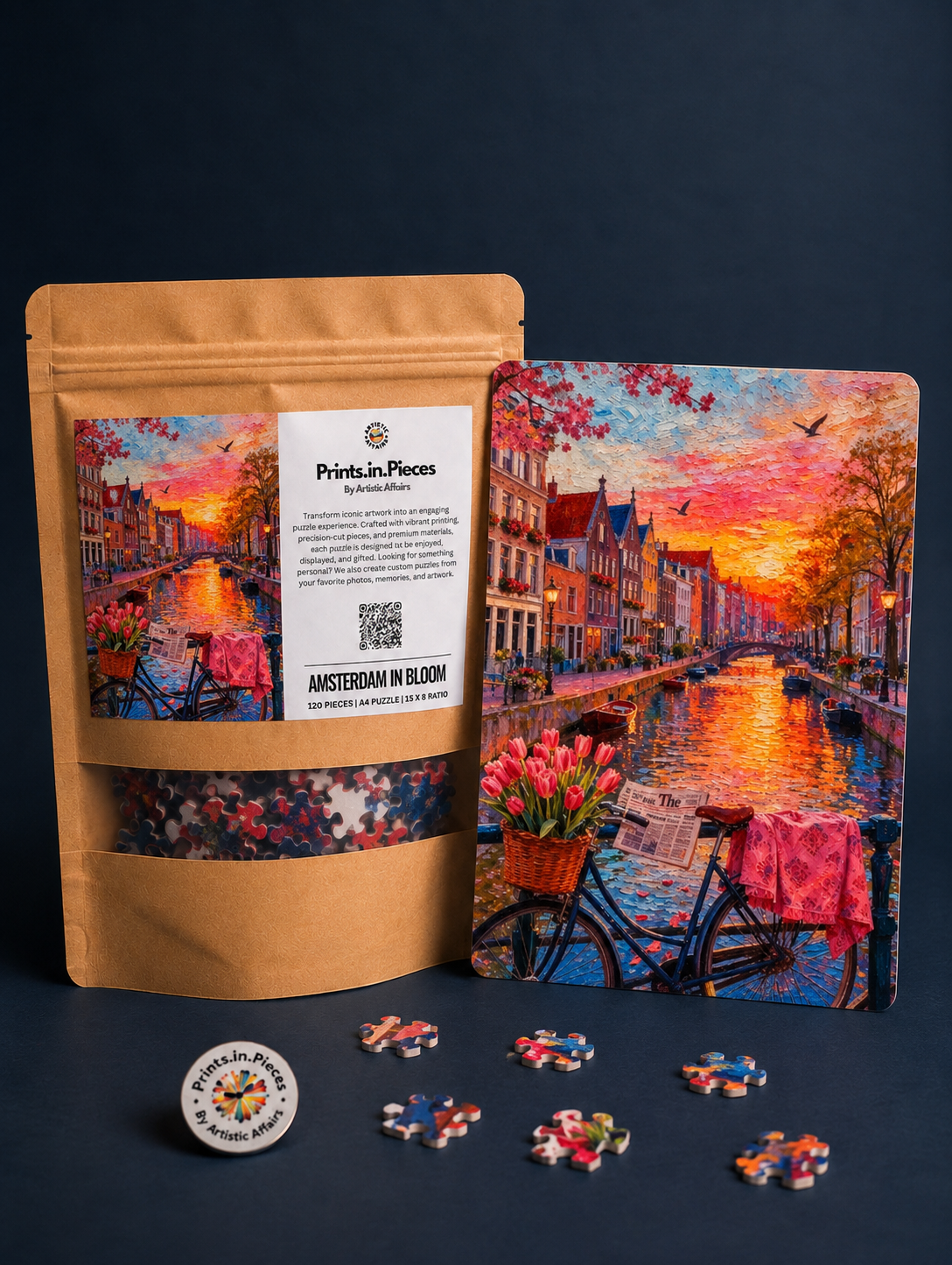 Amsterdam in Bloom Puzzle – 120 Piece Canal Art Puzzle