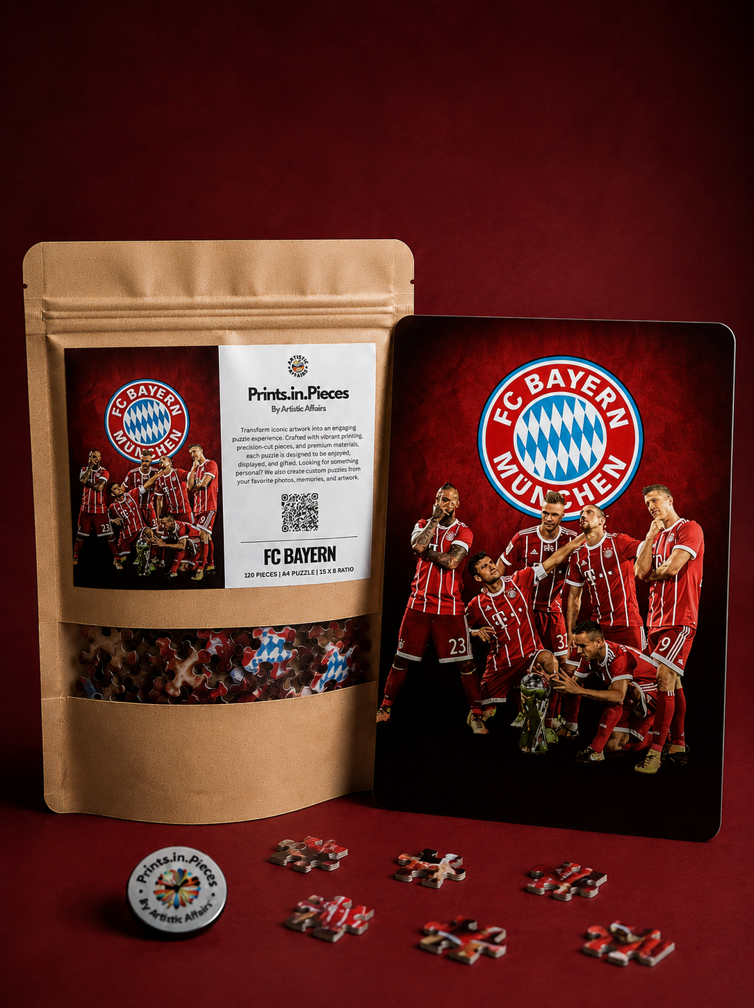 FC Bayern Munich Puzzle — 120 Piece Team Crest Trophy Art