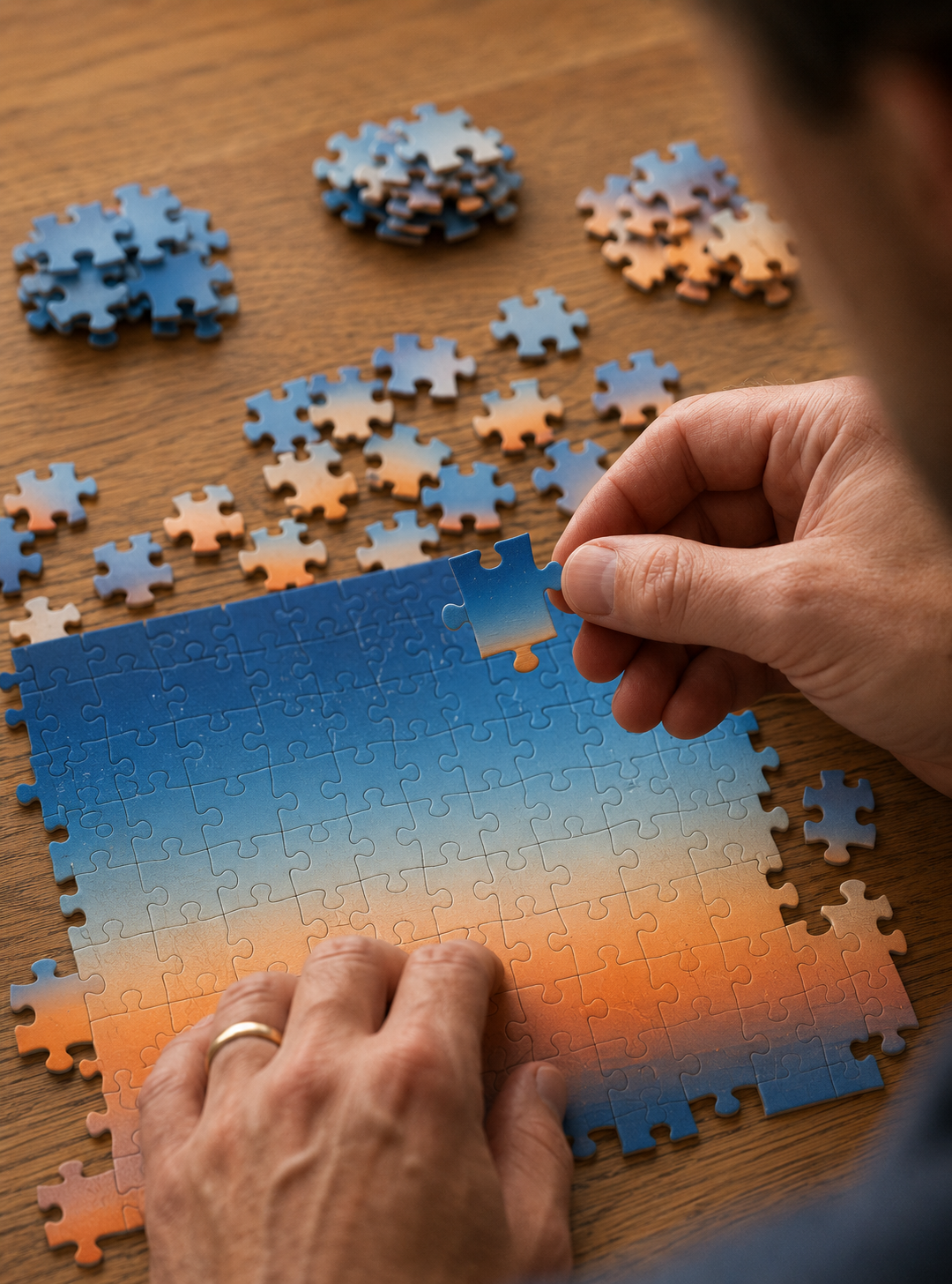 Blue Orange Gradient Puzzle | Prints.in.Pieces | A4 120 Piece Jigsaw