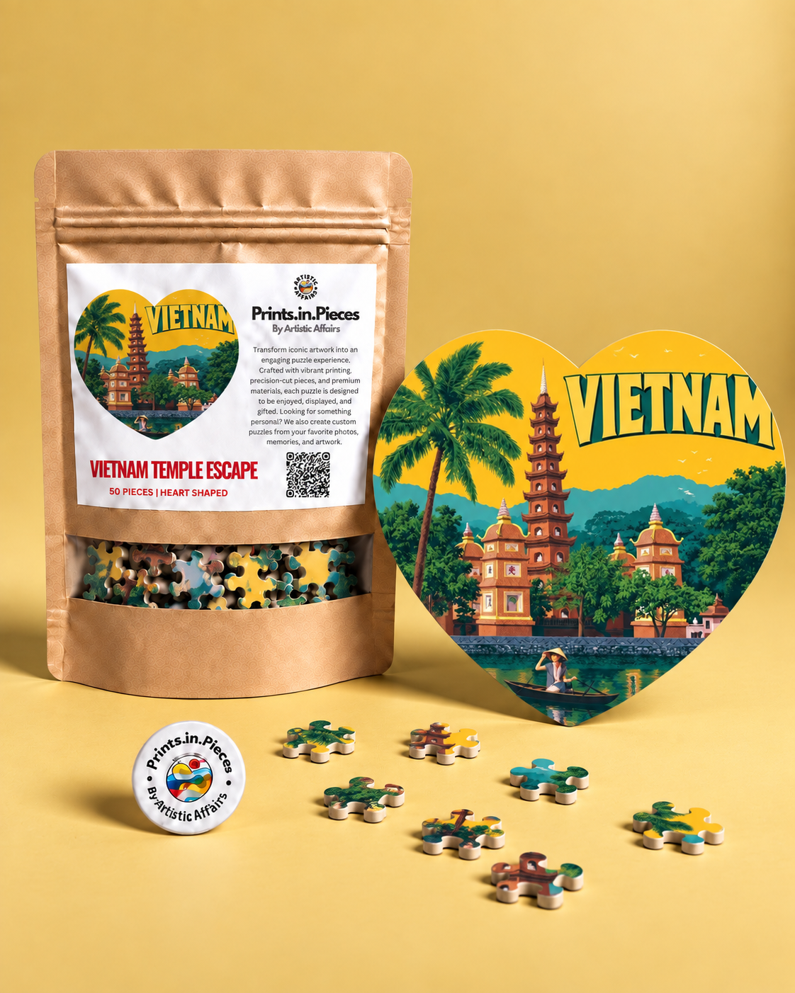 Vietnam Temple Escape Heart-Shaped Puzzle