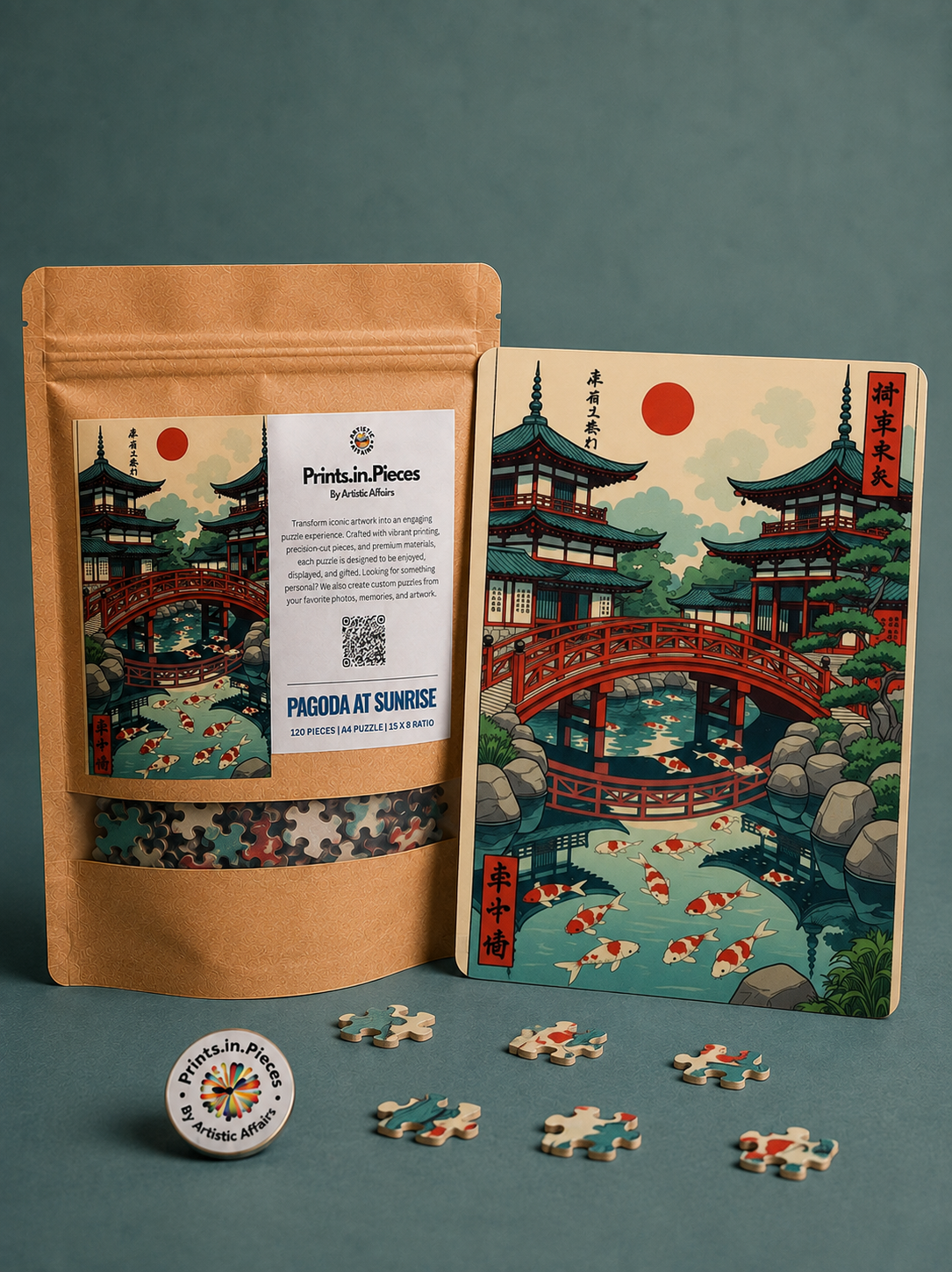 Pagoda at Sunrise Koi Pond Puzzle