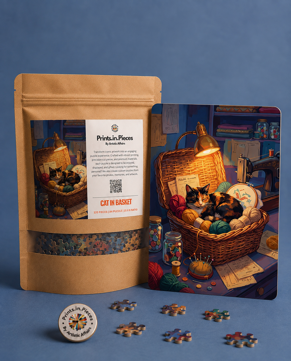 Cat in Basket Cozy Sewing Room Puzzle