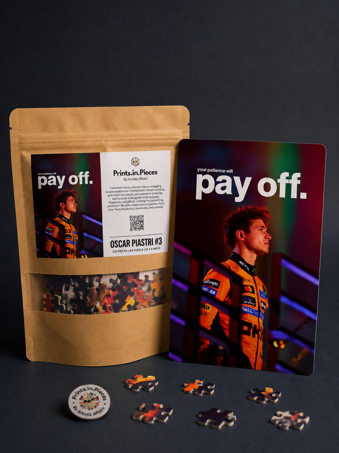 Oscar Piastri McLaren F1 Puzzle #3 — Pay Off 120 Piece Collectible
