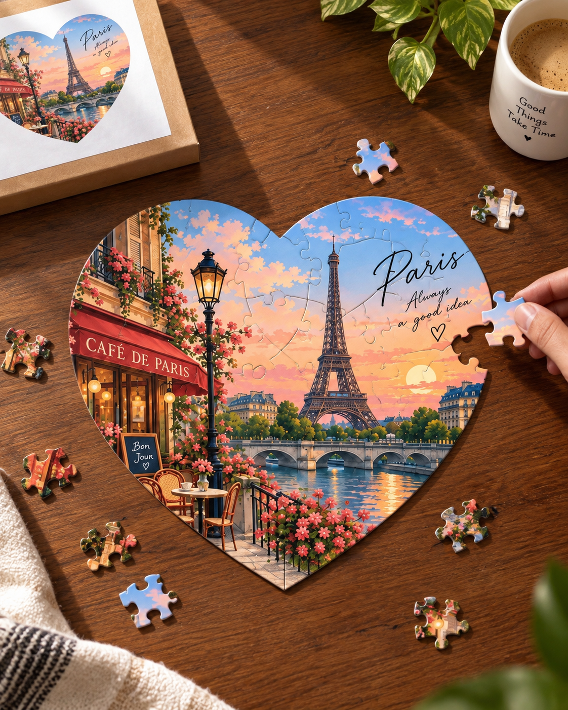 Paris Eiffel Tower Heart Shaped Puzzle