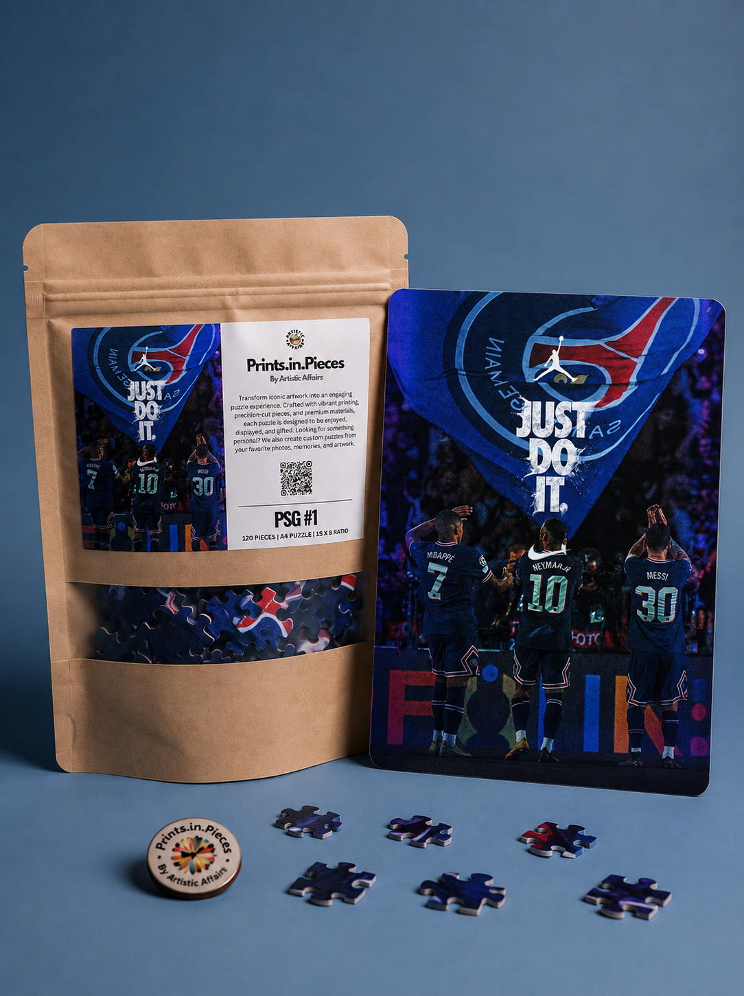 Just Do It PSG Puzzle — 120 Piece Mbappé Neymar Messi Art
