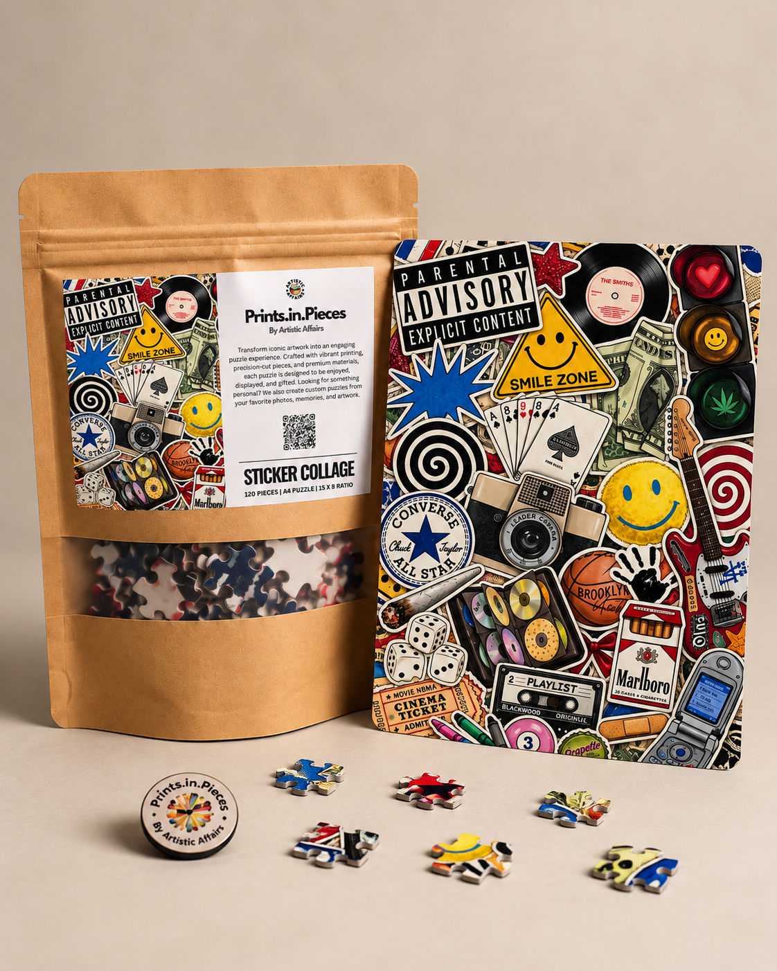 Retro Sticker Collage Jigsaw Puzzle