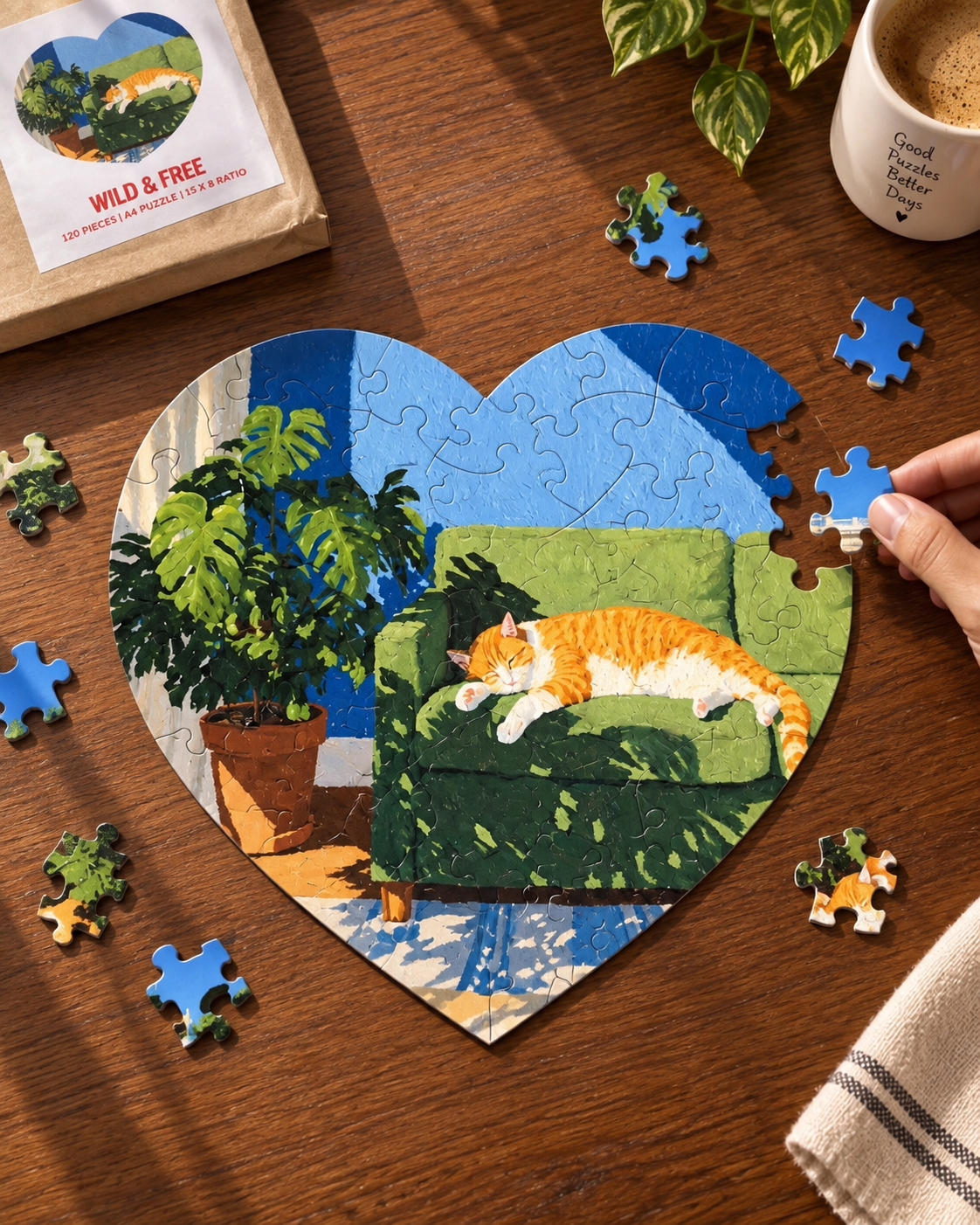 Wild & Free Cat Heart Shaped Puzzle