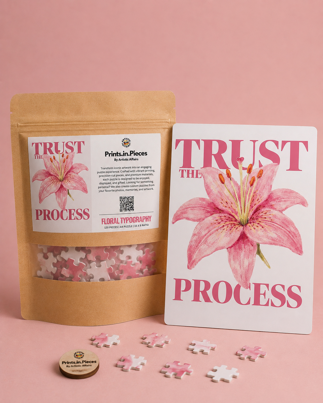 Trust the Process Puzzle | 120 Piece A4 Floral Typography Jigsaw