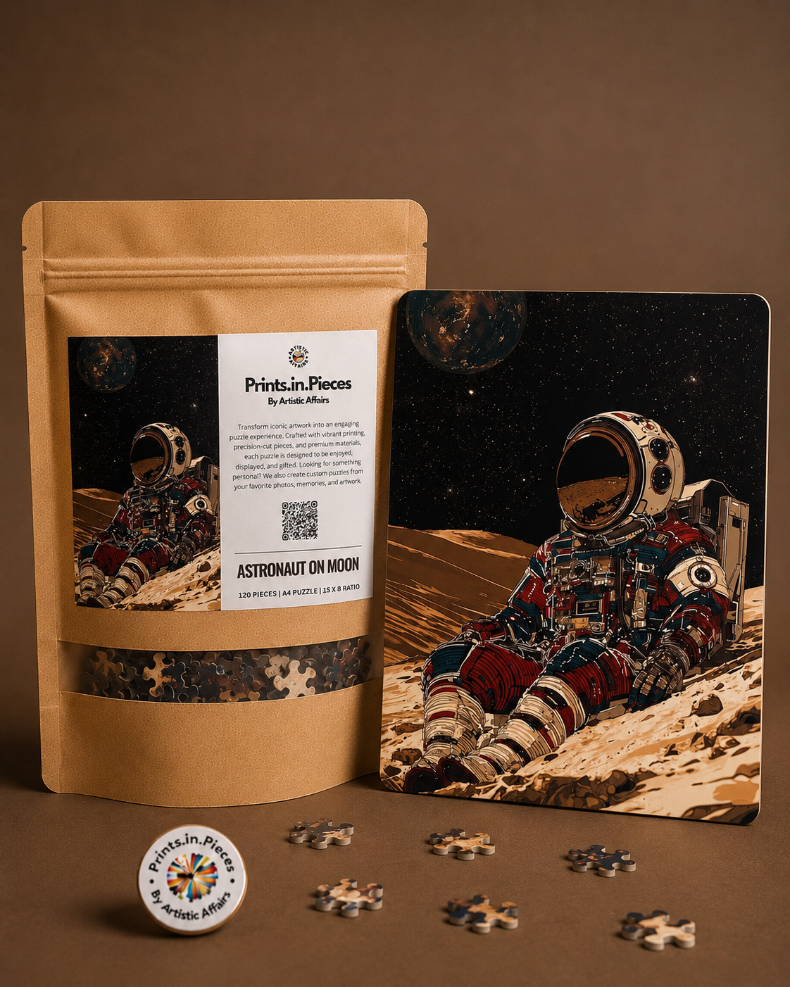 Astronaut on Moon Illustration Puzzle