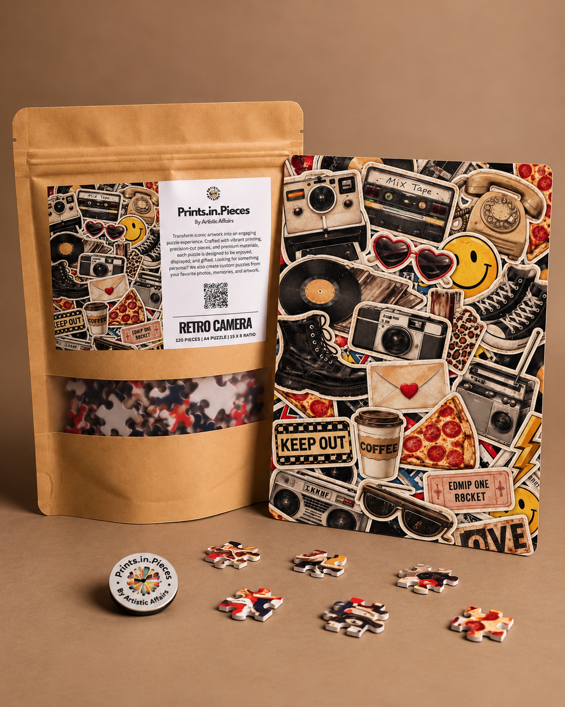 Retro Camera Sticker Collage Jigsaw Puzzle
