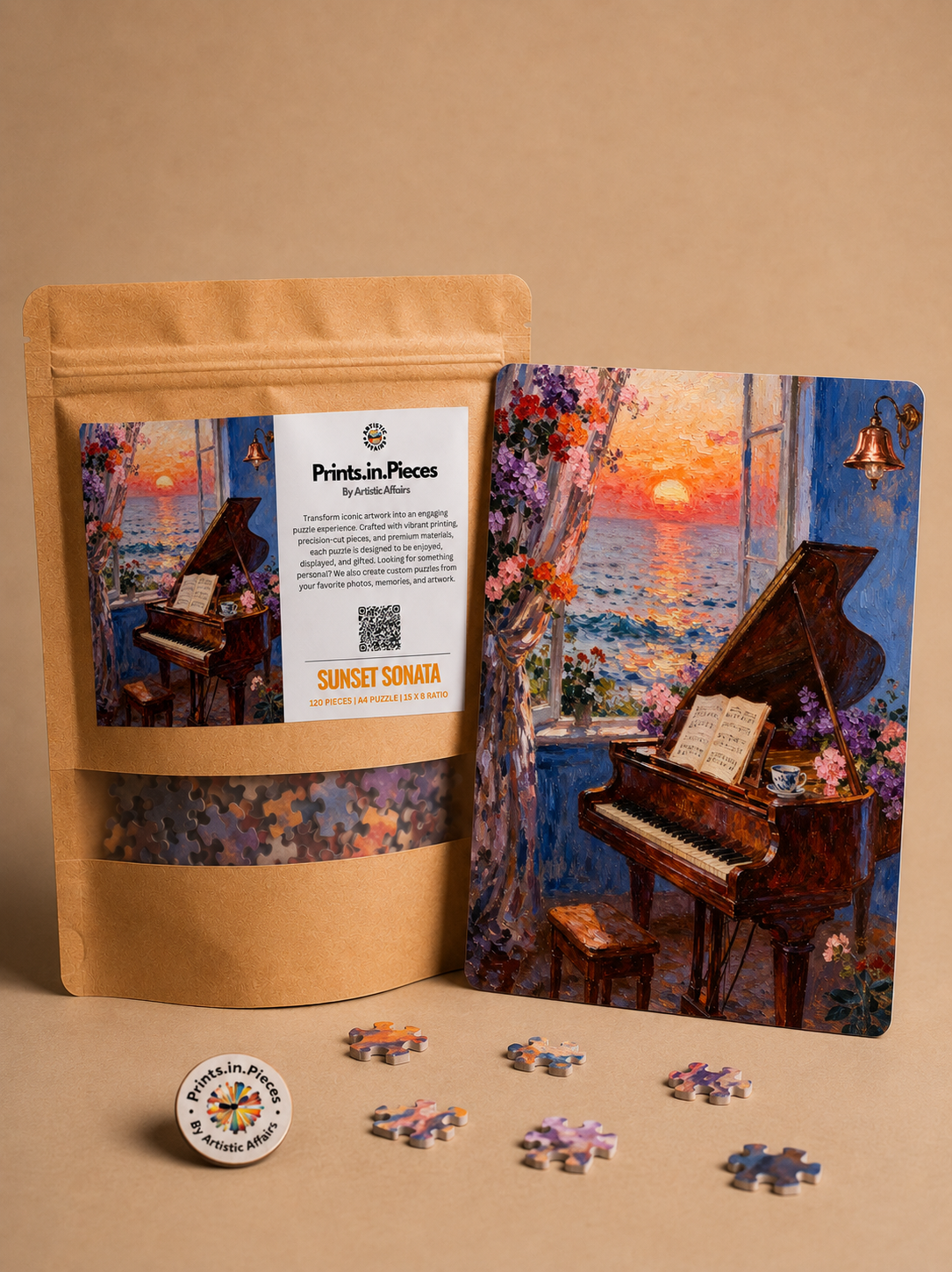 Sunset Sonata Puzzle – 120 Piece Piano Art Puzzle