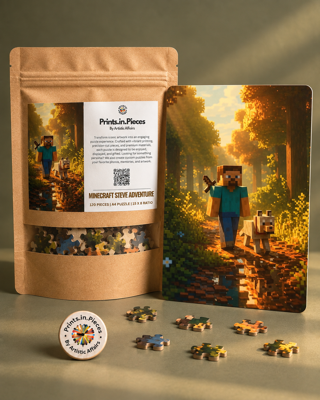 Minecraft Steve Adventure Puzzle (A4, 120 Pieces)