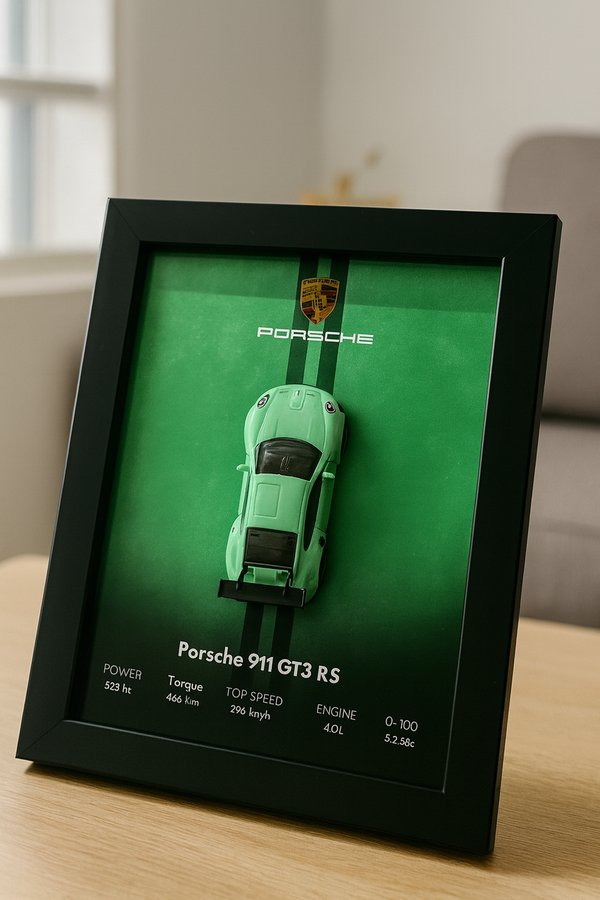 Porsche 911 GT3 RS 3d Hotwheels Car Frame (Light green)