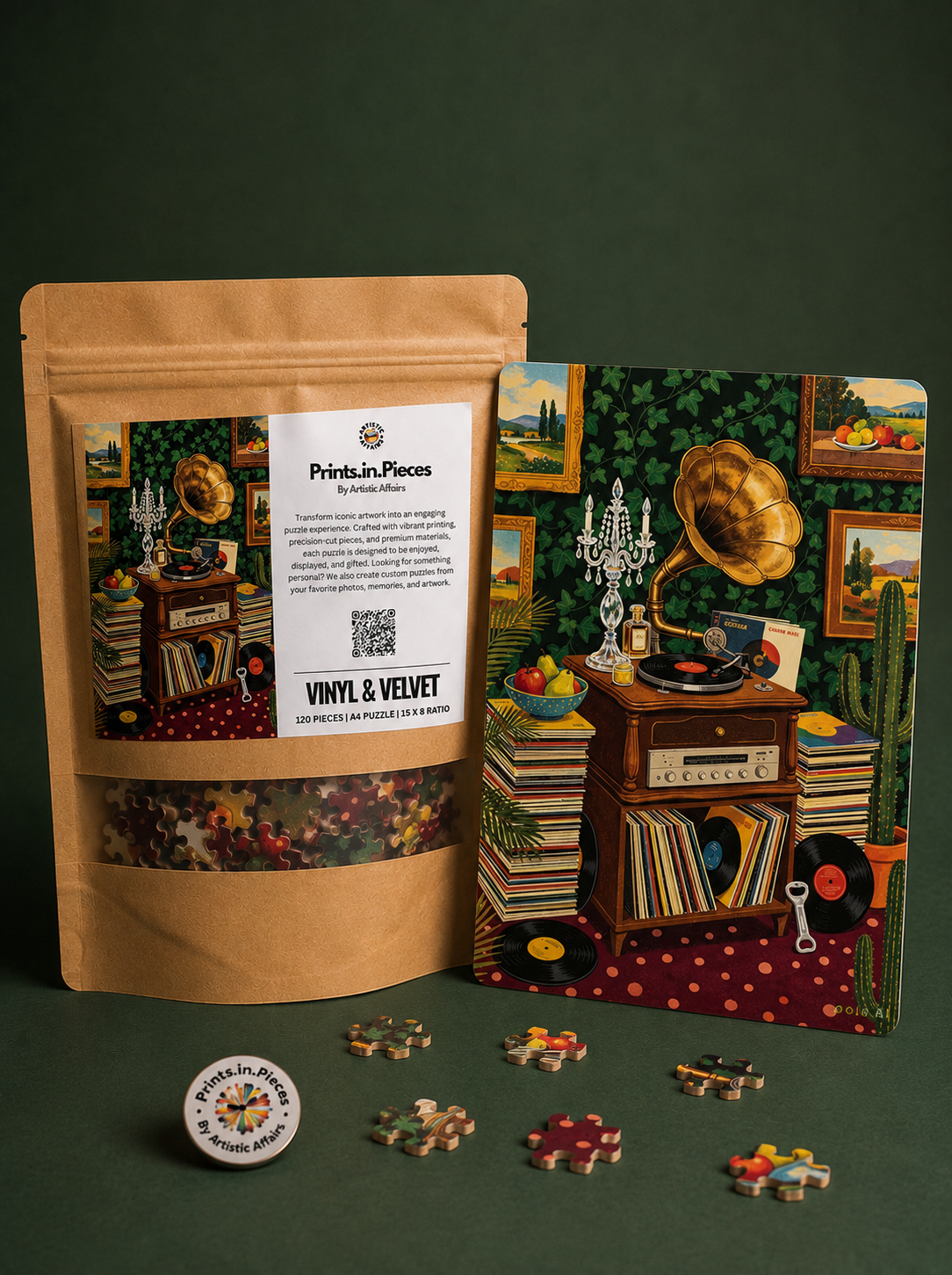 Vinyl & Velvet Puzzle – 120 Piece Retro Record Collection Puzzle