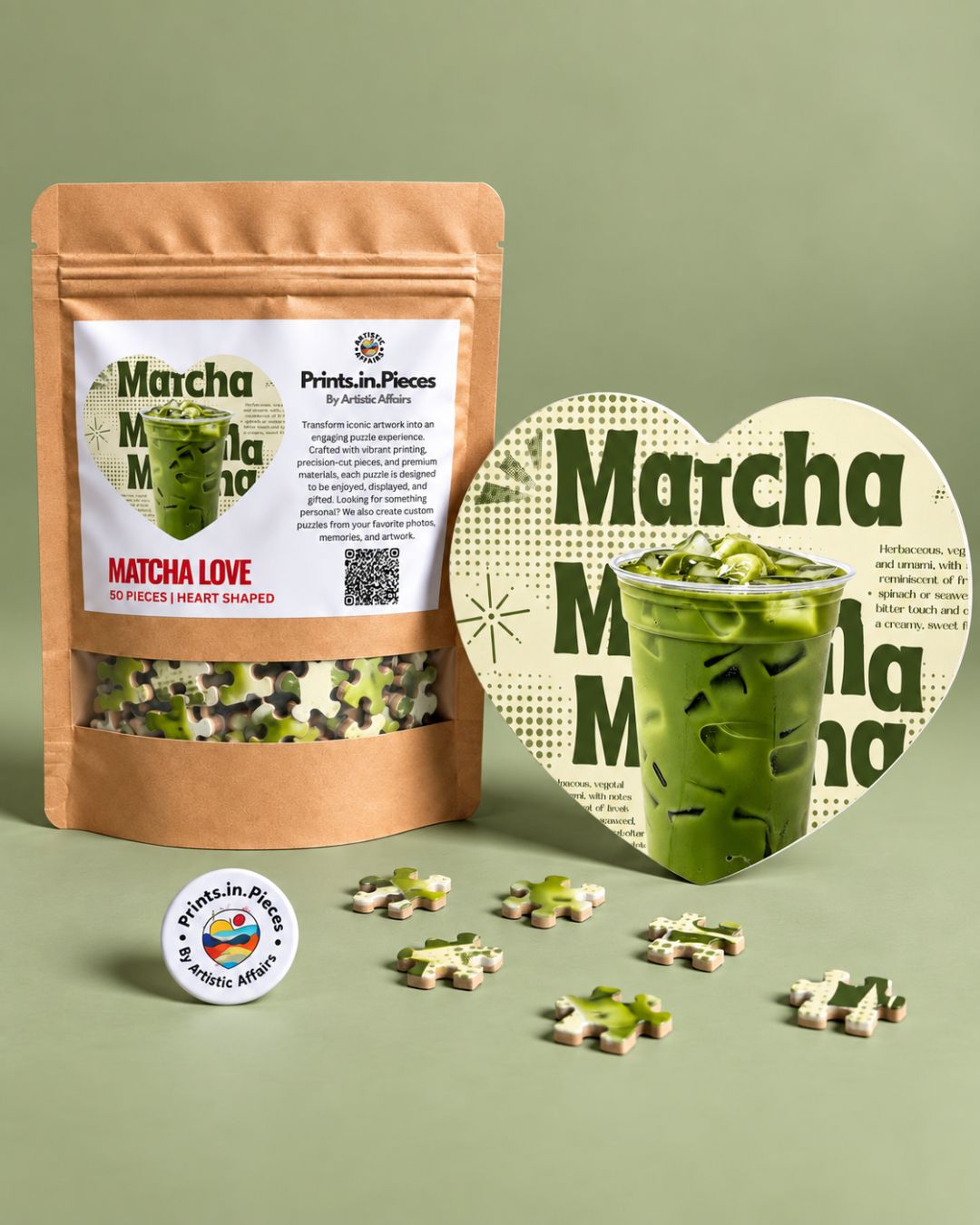 Matcha Love Heart-Shaped Puzzle