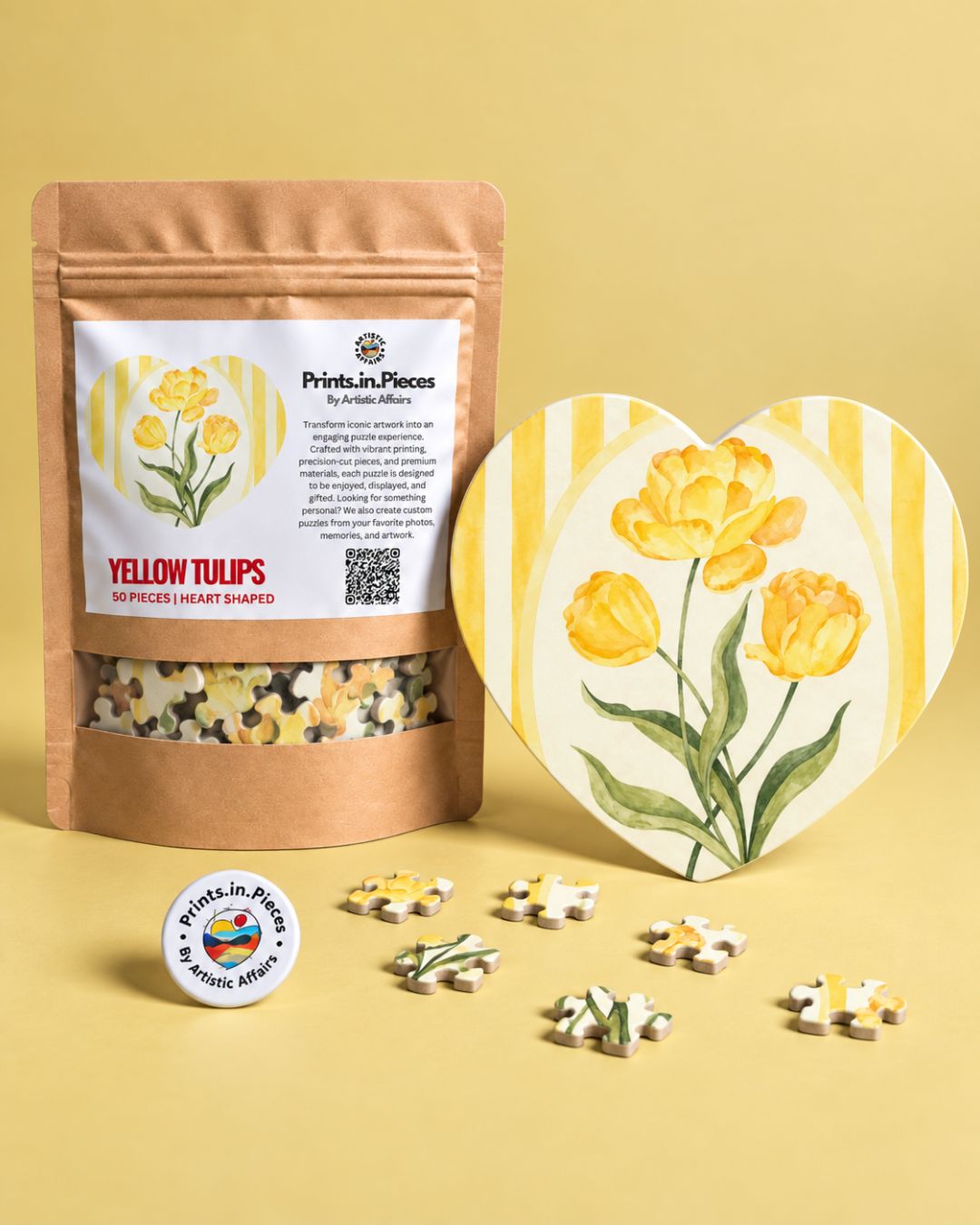 Yellow Tulips Heart-Shaped Puzzle