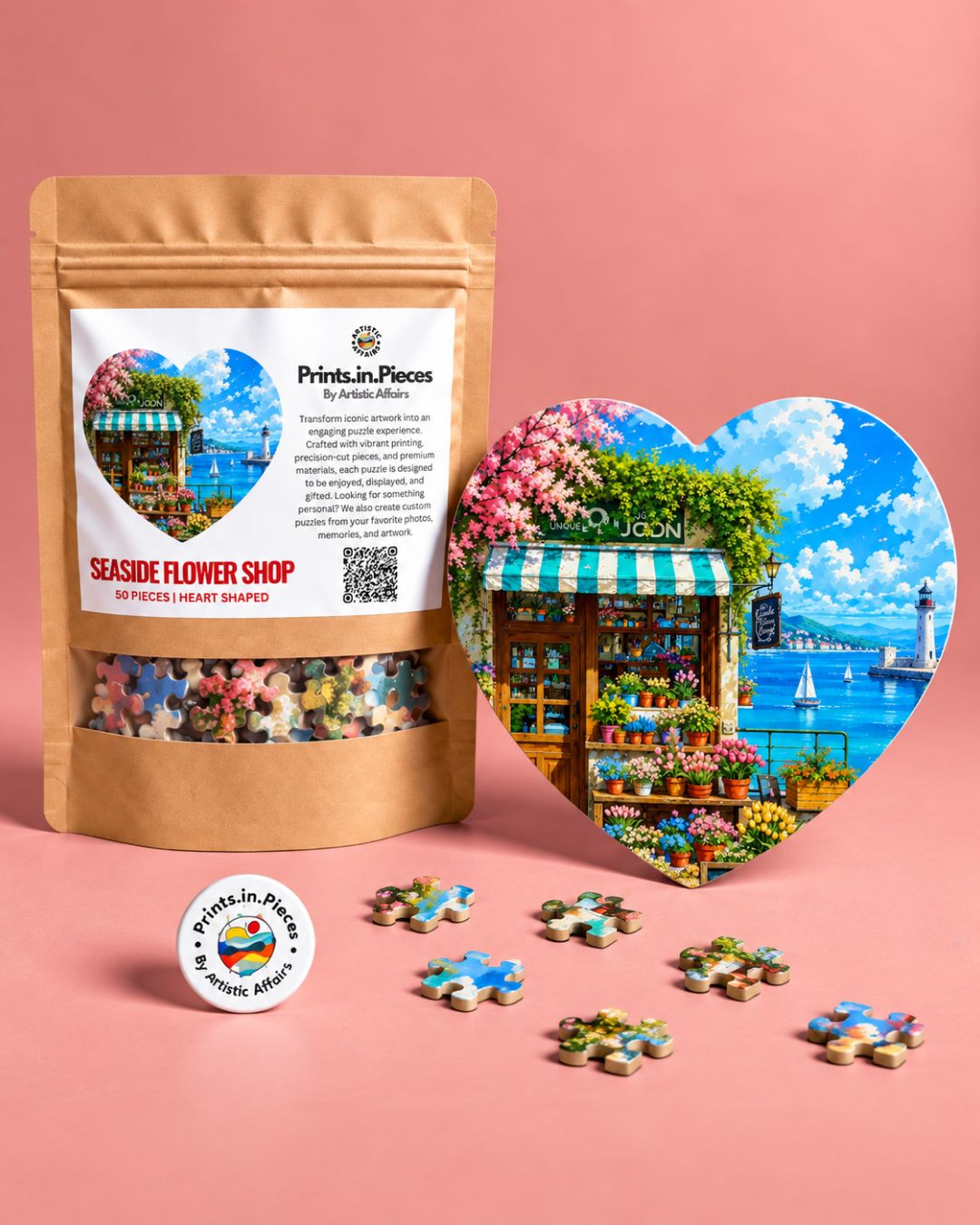 Seaside Flower Shop Heart-Shaped Puzzle