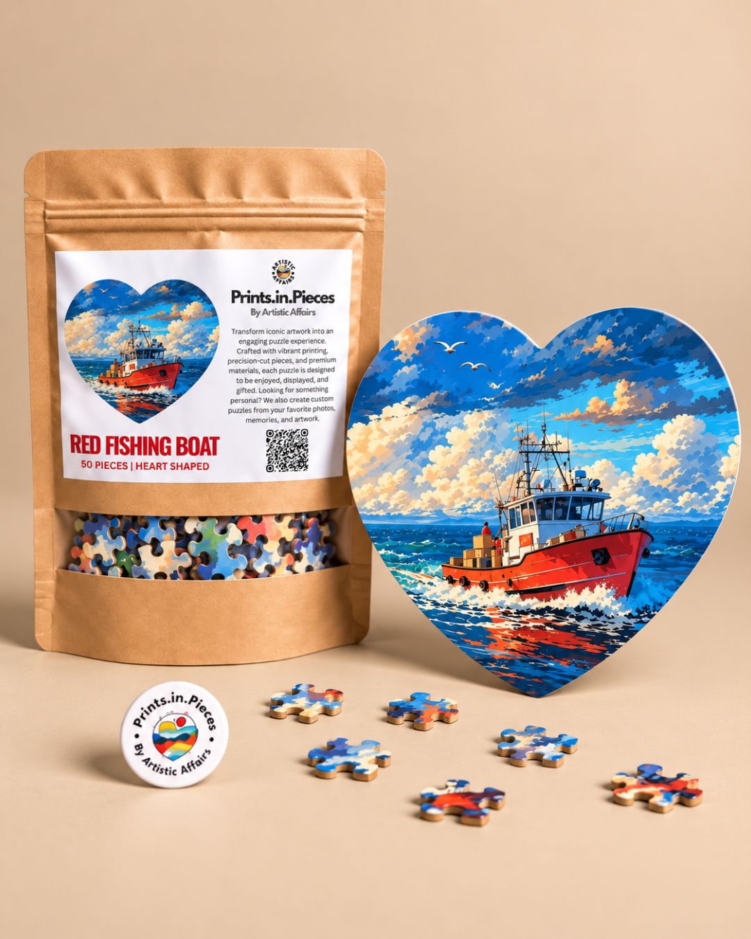 Red Fishing Boat Heart-Shaped Puzzle