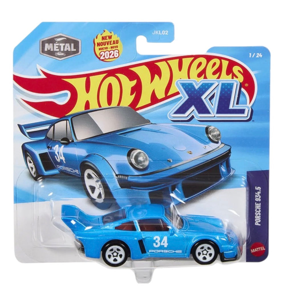 Hot Wheels XL Porsche 934.5 Blue #34 Die-Cast Car Imported Card