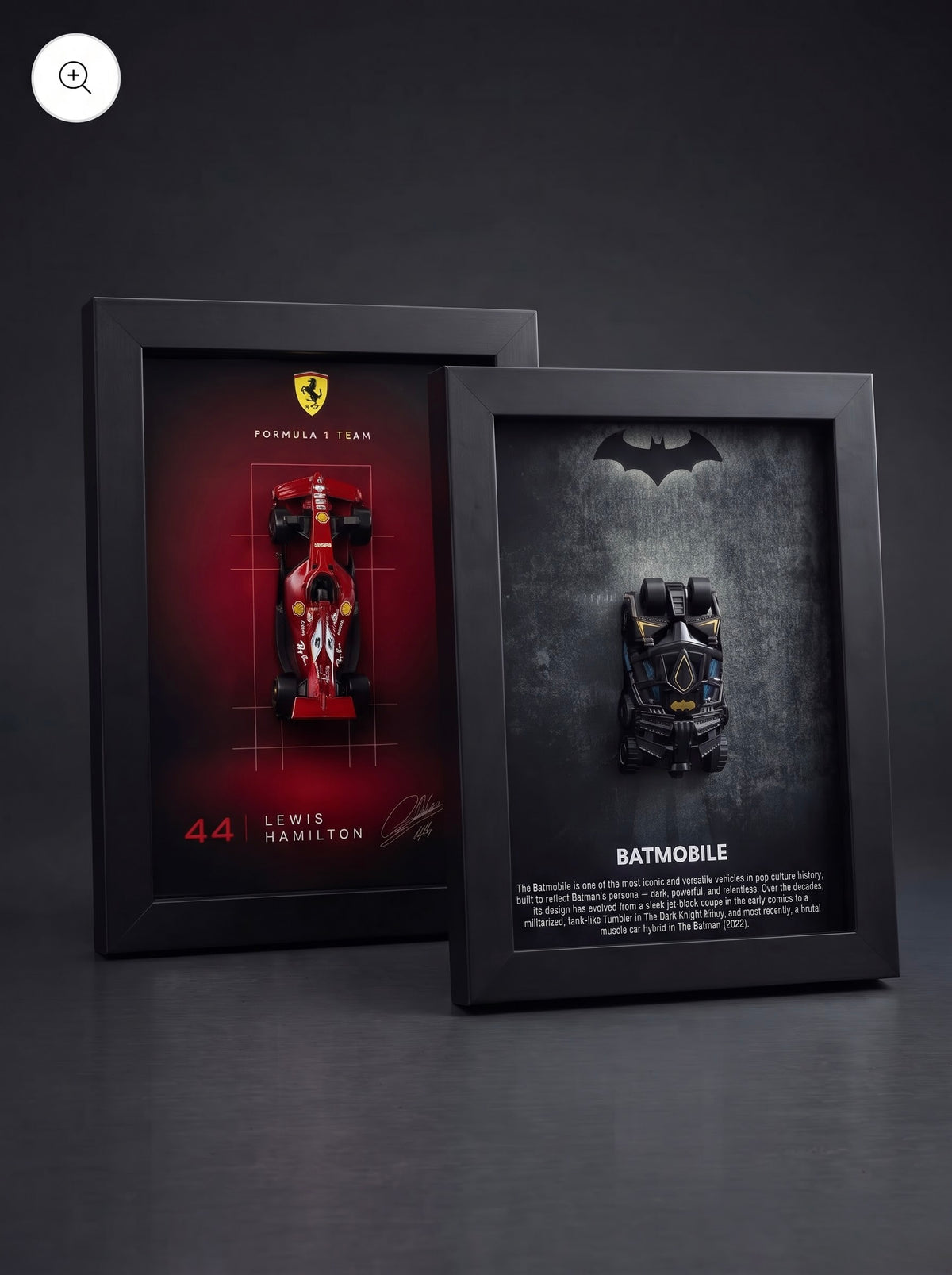 Lewis Hamilton Ferrari F1 + Batman Dark Knight Batmobile 2-Frame 3D Car Frame Combo