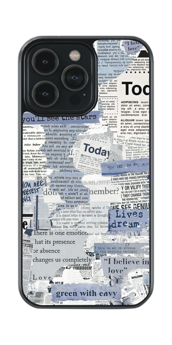 Blue newspaper aesthetic case