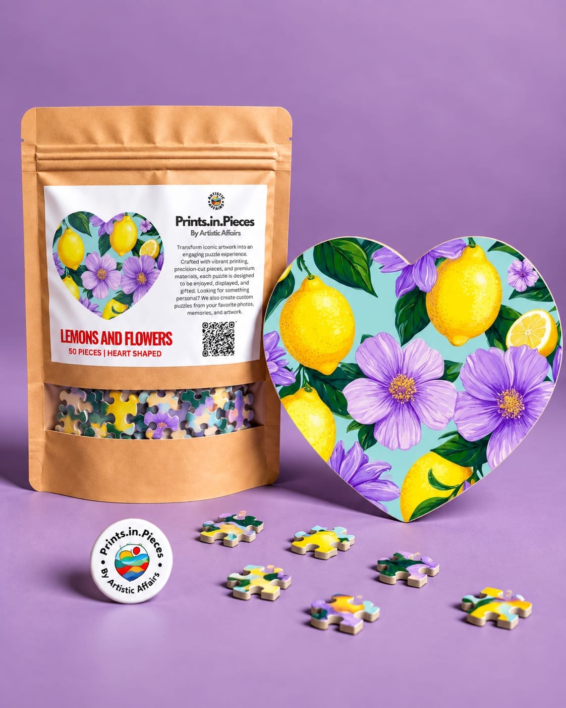 Lemons and Flowers Heart-Shaped Puzzle