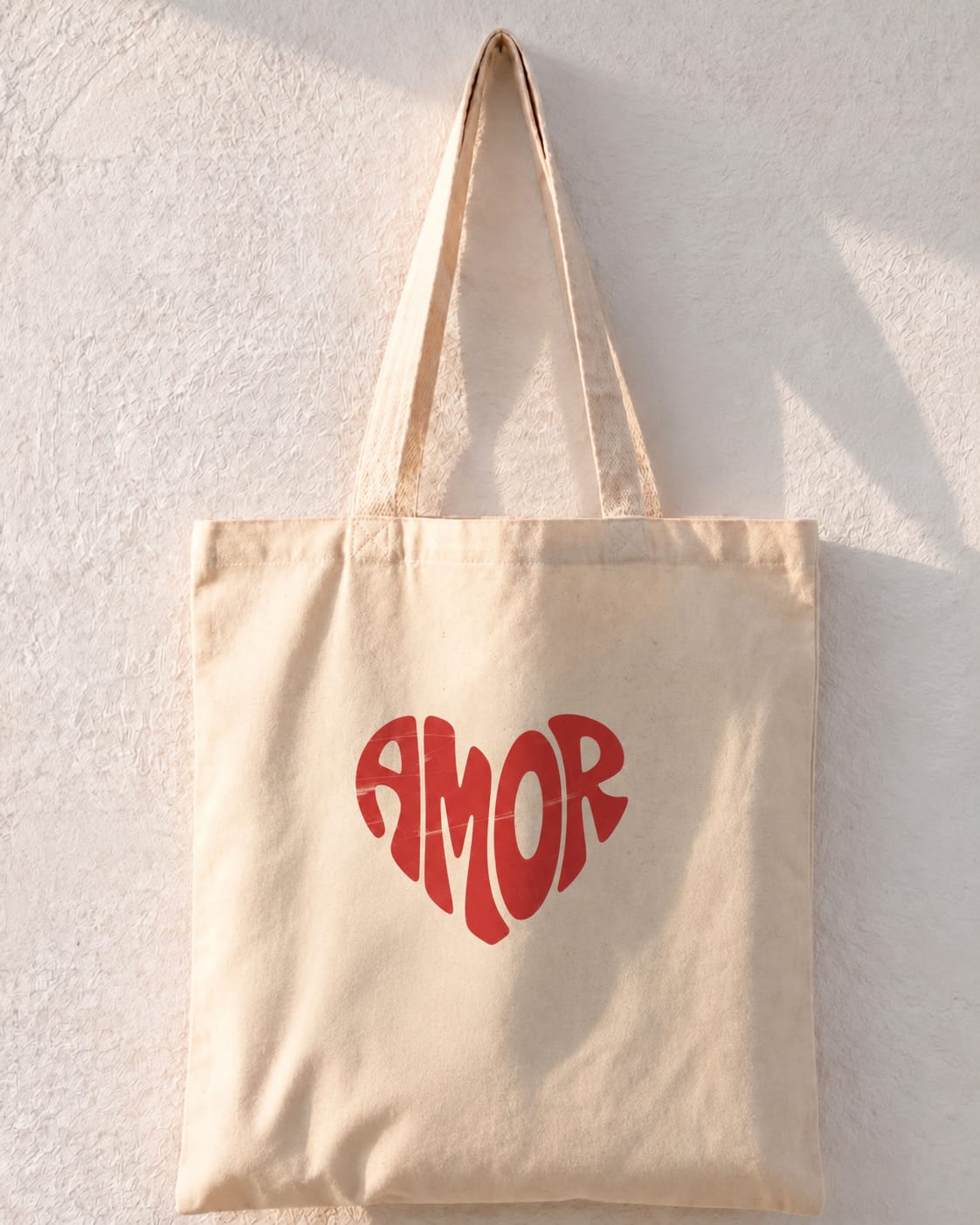 Amor Heart Typography Tote Bag
