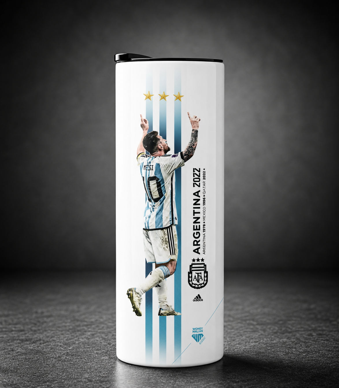 Lionel Messi Argentina World Cup Edition Football Tumbler