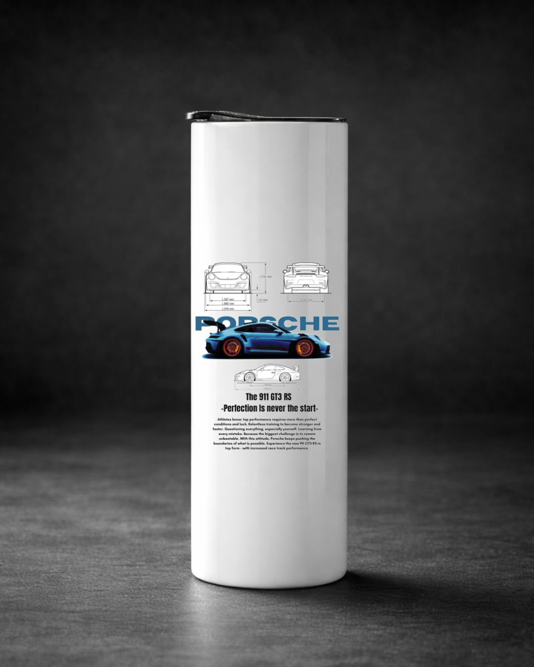 Porsche 911 GT3 RS Stainless Steel Tumbler with Metal Straw