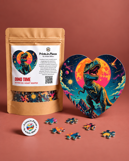 Dino Time Heart-Shaped Puzzle