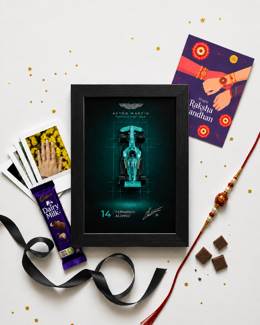 Aston Martin F1 Fernando Alonso Car Frame Rakhi Hamper