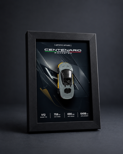 Limited Edition 2016 Lamborghini Centenario Roadster 3D car frame by Artistic Affairs, photo 5 of 7