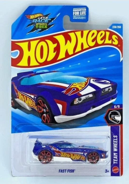 Hot Wheels Fast Fish blue with Hot Wheels livery and red wheels 1:64 die-cast car