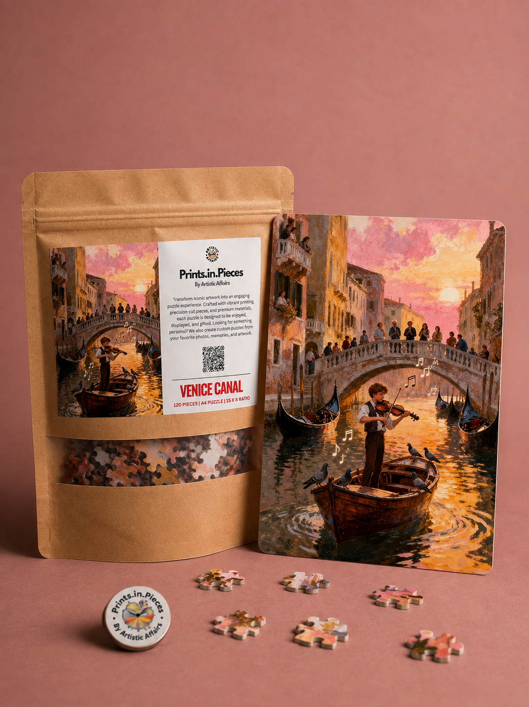 Venice Canal Puzzle – 120 Piece Violinist Art Puzzle