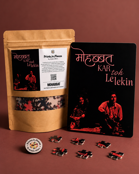Mohabbat Kar Toh Le Lekin jigsaw puzzle – couple in red tones with pink Hindi type