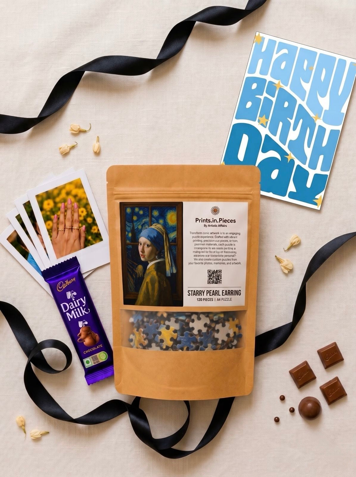 Starry Pearl Earring Art Birthday Puzzle Hamper