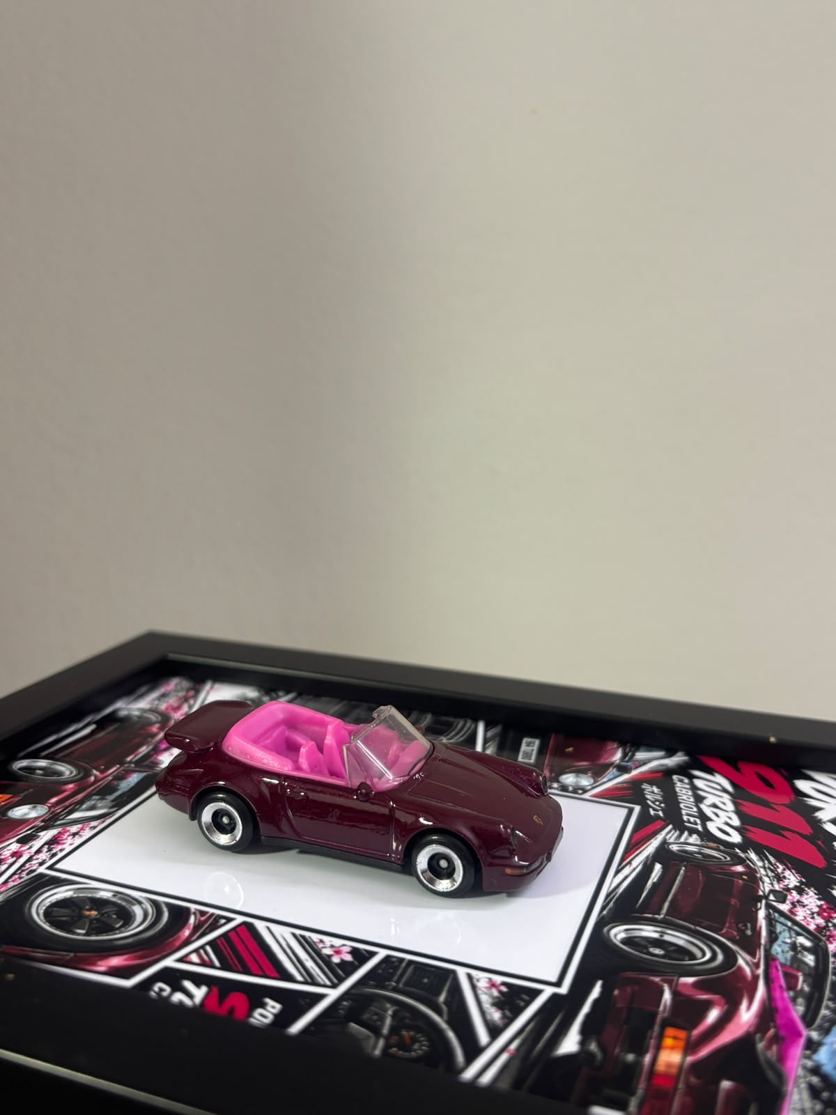 Porsche 911 Turbo Cabriolet 964 car frame for wall or desk, view 4