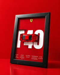 Ferrari F40 Hot Wheels 3D car display frame with detachable 1:64 diecast model matte black frame glass front Artistic Affairs India