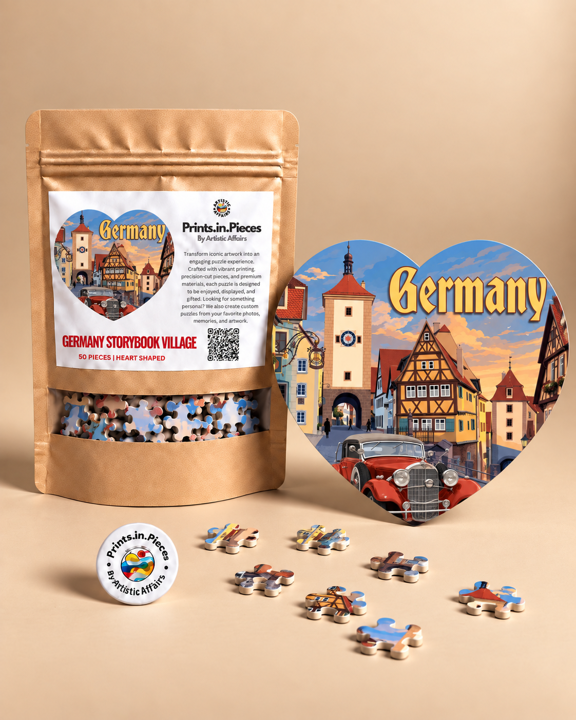 Germany Storybook Village Heart-Shaped Puzzle
