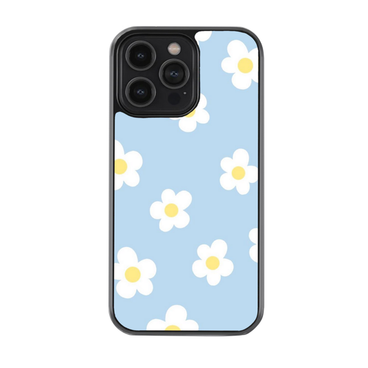 White Daisies With Blue Background Case