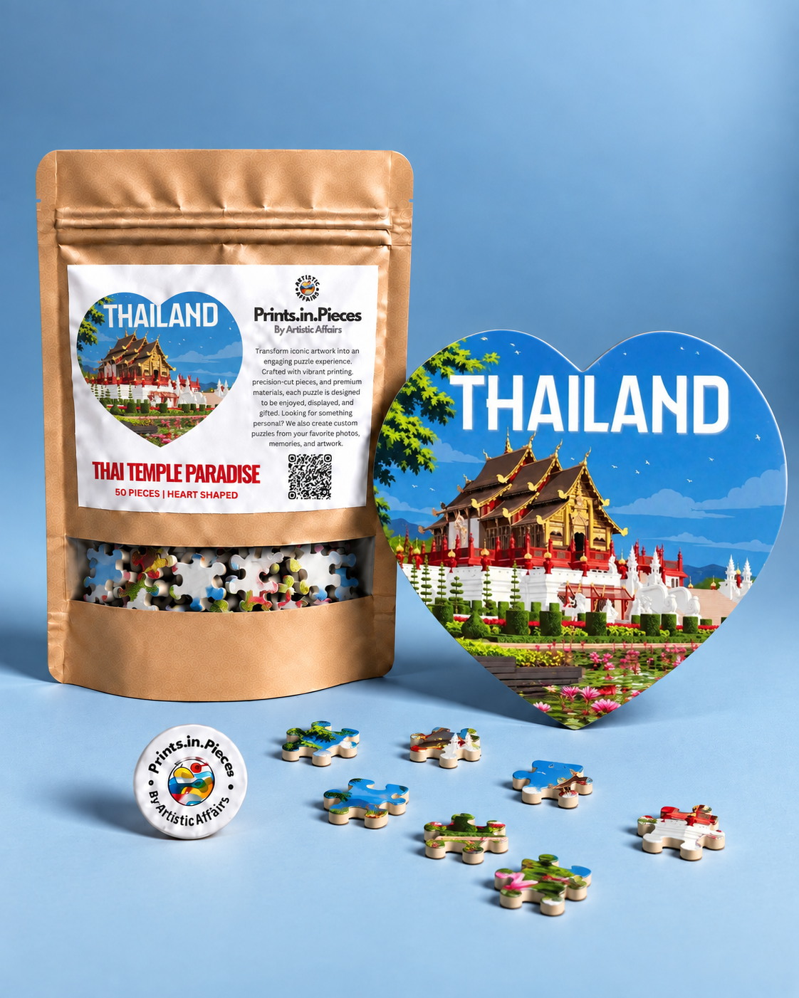 Thai Temple Paradise Heart-Shaped Puzzle