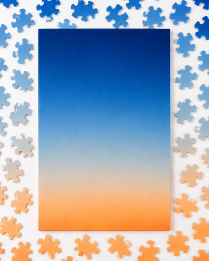 Gradient Puzzle – Blue to Orange (A4, 120 Pieces)