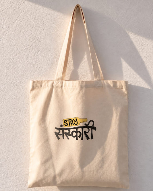 Stay Sarkari Hindi Tote Bag